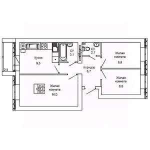 3-к квартира, вторичка, 56м2, 4/9 этаж