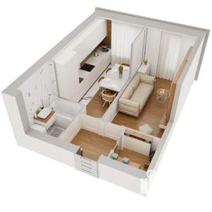 1-к квартира, вторичка, 38м2, 3/3 этаж