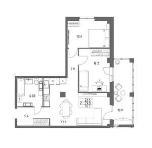 Студия квартира, вторичка, 71м2, 17/17 этаж