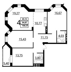 4-к квартира, вторичка, 100м2, 4/7 этаж