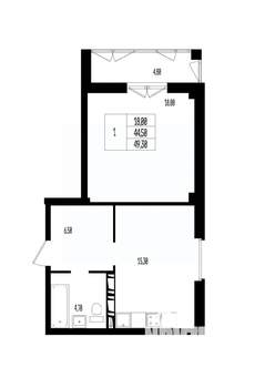 Студия квартира, вторичка, 49м2, 8/17 этаж