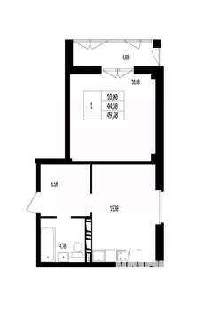Студия квартира, вторичка, 49м2, 12/17 этаж