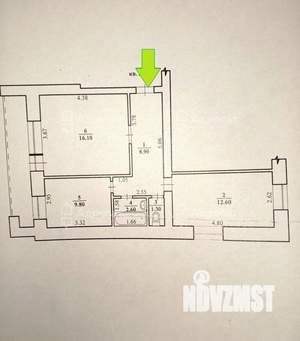 2-к квартира, вторичка, 51м2, 1/10 этаж