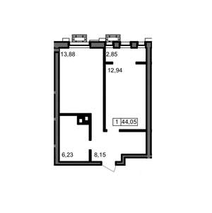 1-к квартира, вторичка, 44м2, 11/23 этаж