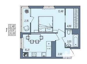1-к квартира, вторичка, 35м2, 6/10 этаж