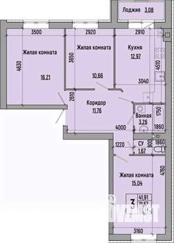 3-к квартира, строящийся дом, 73м2, 3/4 этаж