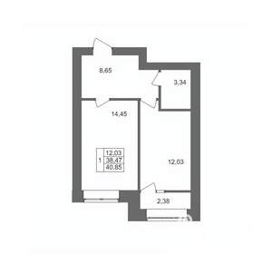1-к квартира, вторичка, 41м2, 5/10 этаж