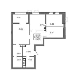 3-к квартира, вторичка, 79м2, 12/24 этаж