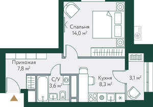 1-к квартира, вторичка, 37м2, 13/24 этаж