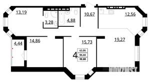 4-к квартира, вторичка, 99м2, 2/7 этаж