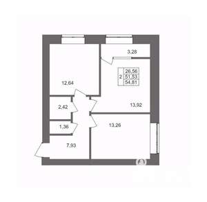 2-к квартира, вторичка, 55м2, 6/10 этаж