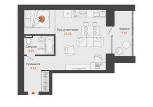 Студия квартира, строящийся дом, 36м2, 1/8 этаж