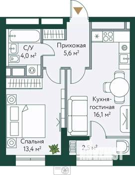 1-к квартира, вторичка, 42м2, 3/24 этаж