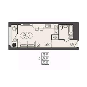 Студия квартира, вторичка, 26м2, 3/17 этаж