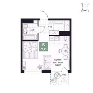 Студия квартира, вторичка, 31м2, 4/9 этаж