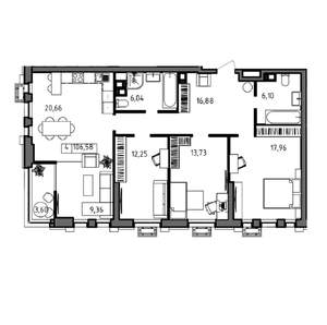4-к квартира, вторичка, 107м2, 9/23 этаж