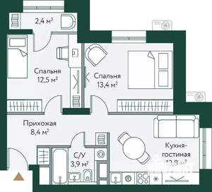 2-к квартира, вторичка, 54м2, 3/24 этаж