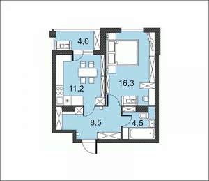 1-к квартира, вторичка, 45м2, 14/17 этаж