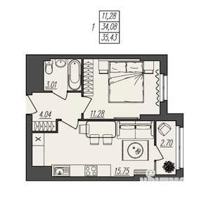 1-к квартира, вторичка, 35м2, 5/17 этаж