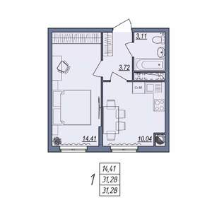 1-к квартира, вторичка, 31м2, 4/10 этаж