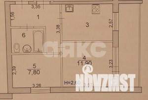 1-к квартира, вторичка, 33м2, 6/9 этаж