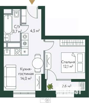 1-к квартира, вторичка, 37м2, 3/24 этаж