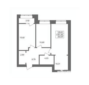2-к квартира, вторичка, 64м2, 4/10 этаж