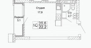 Студия квартира, вторичка, 21м2, 7/10 этаж
