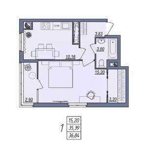 1-к квартира, вторичка, 37м2, 3/10 этаж