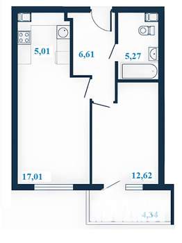 2-к квартира, строящийся дом, 49м2, 23/23 этаж
