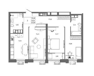 3-к квартира, вторичка, 84м2, 15/23 этаж