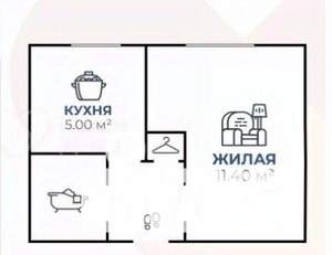 1-к квартира, вторичка, 22м2, 3/5 этаж