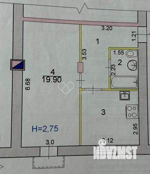 1-к квартира, вторичка, 40м2, 2/2 этаж