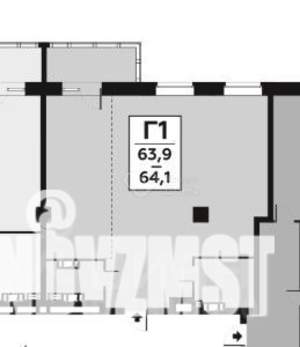 1-к квартира, вторичка, 64м2, 8/20 этаж