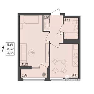 1-к квартира, вторичка, 36м2, 7/10 этаж