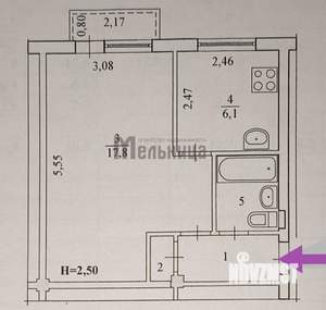 1-к квартира, вторичка, 30м2, 2/5 этаж
