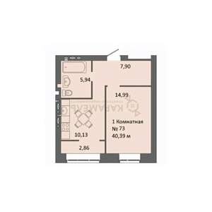 1-к квартира, вторичка, 40м2, 8/9 этаж