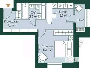 1-к квартира, вторичка, 37м2, 19/24 этаж