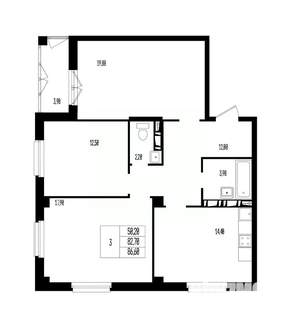 Студия квартира, вторичка, 87м2, 1/17 этаж