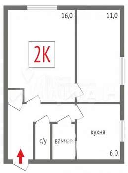 2-к квартира, вторичка, 42м2, 3/5 этаж