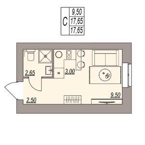Студия квартира, вторичка, 18м2, 2/3 этаж
