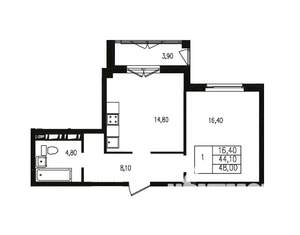 Студия квартира, вторичка, 48м2, 1/17 этаж
