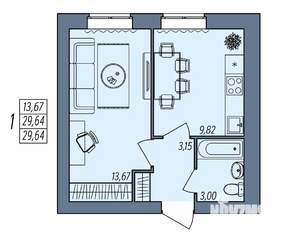 1-к квартира, вторичка, 30м2, 2/8 этаж