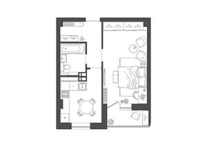 1-к квартира, строящийся дом, 37м2, 2/19 этаж