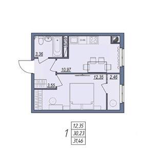 1-к квартира, вторичка, 31м2, 7/8 этаж