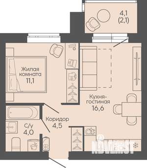1-к квартира, вторичка, 38м2, 20/22 этаж