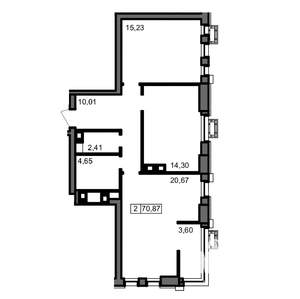 2-к квартира, вторичка, 71м2, 3/23 этаж