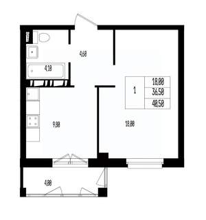 Студия квартира, вторичка, 41м2, 10/17 этаж