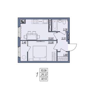 1-к квартира, вторичка, 31м2, 6/8 этаж