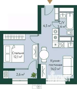 1-к квартира, вторичка, 37м2, 19/24 этаж